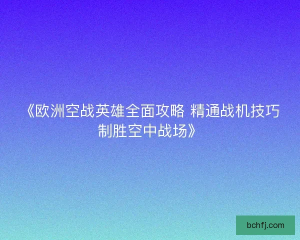 《欧洲空战英雄全面攻略 精通战机技巧制胜空中战场》