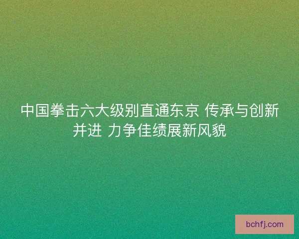 中国拳击六大级别直通东京 传承与创新并进 力争佳绩展新风貌