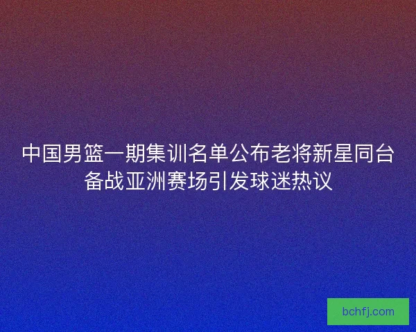 中国男篮一期集训名单公布老将新星同台备战亚洲赛场引发球迷热议